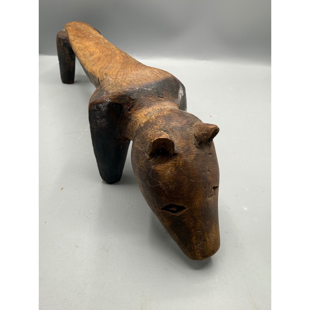 African Zoomorphic Bovine Carved Wood Headrest Dinka East African Tribal Art 18"